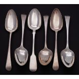 A set of five George III silver Old English tablespoons, maker Solomon Hougham, London,