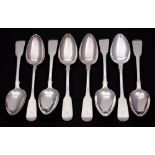 A set of eight George IV silver Fiddle pattern tablespoons, maker Thomas Dicks, London,