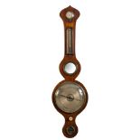 A rosewood wheel barometer: the eight-inch round silvered dial engraved with standard barometer