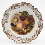 A fine Chamberlain-Worcester dessert plate: with gilded shell and scroll moulded rim,