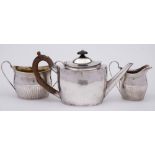 A George III silver three-piece tea service, maker John Denzilow, London,