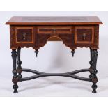 A contemporary walnut, crossbanded and inlaid rectangular side table in the William and Mary style:,