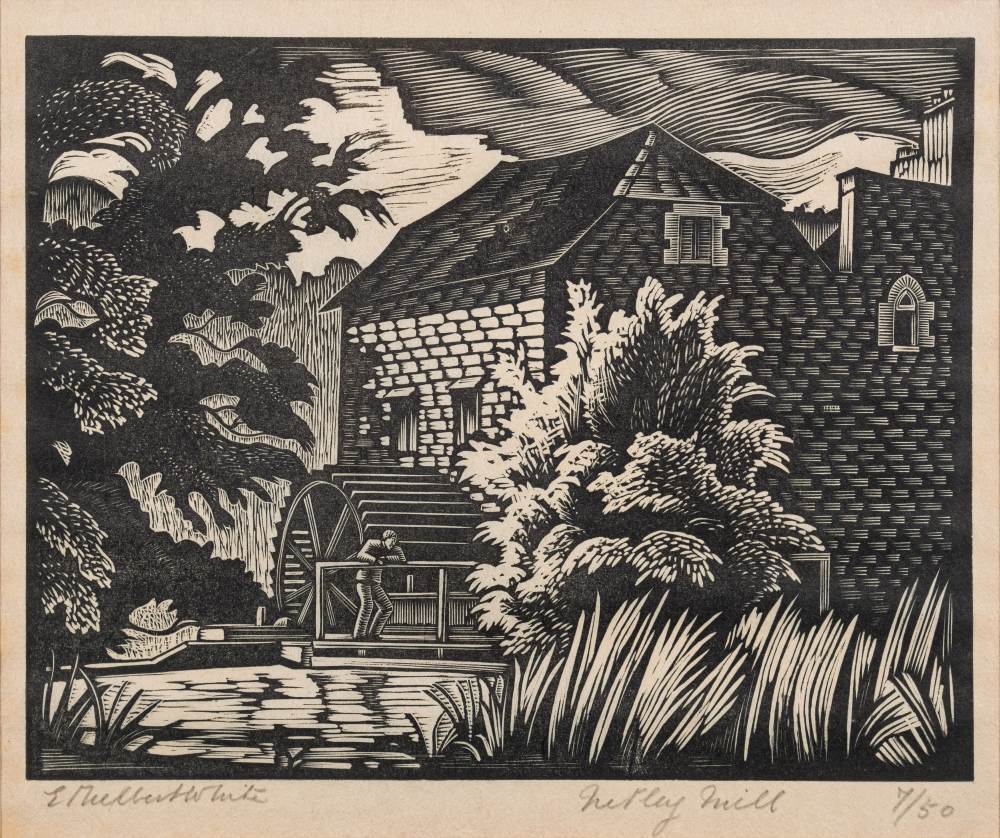 * Ethelbert White [1891-1972]- Netley Mill,:- woodcut signed,