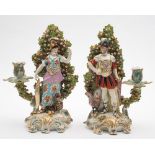 A pair of large Continental candlestick figures of Mars and Minerva: after Chelsea originals,