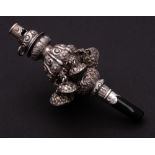 A Victorian silver child's rattle, maker Francis Clark, Birmingham, 1837: with whistle ,