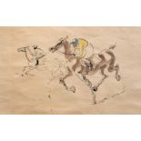 * Felix Topolski [1907-1989]- A horse race; verso a study of a racehorse,