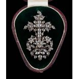 A gold backed silver and diamond mounted Portuguese-type cross motif pendant/brooch: total diamond