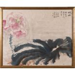 A Chinese painting, signed Wang Shou: of a lotus spray,