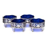 A set of four George III silver oval salts, maker Soloman Hougham, London,