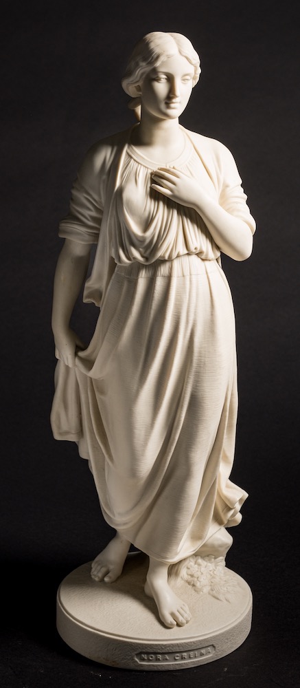 A Copeland parian figure of Nora Creina after Raphaelli Monti: standing full length and wearing