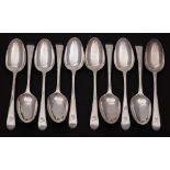 A set of ten George III Old English pattern table spoons, maker Thomas Chawner, London,