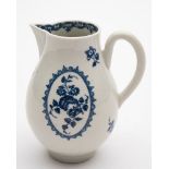 A First Period Worcester sparrow beak cream jug: printed in the Fruit and Wreath pattern,