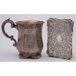 A Victorian silver christening mug, maker Edward, John & William Barnard, London, 1849: monogrammed,