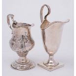 A George III silver pedestal cream jug, maker's mark worn, London,
