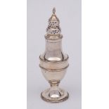 A George III silver sugar castor, maker Thomas Daniell, London 1785: crested, of baluster outline,