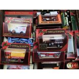 A boxed group of Matchbox Models of Yesteryear: straw box and maroon box examples .