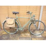 A 1940 BSA bicycle in the manner of a Home Guard Bicycle: green painted frame and handlebars,