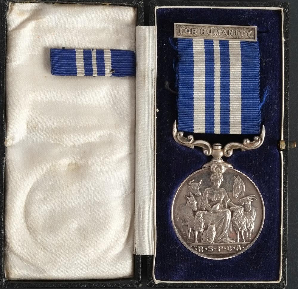 An RSPCA Life Saving medal to 'Sergeant William Bushby, Milburn West Riding Constabulary,