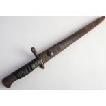A WWI British 1907 pattern bayonet by Remington: the straight fullered blade stamped Remington and