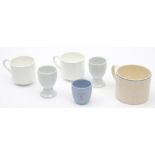 Three WWII pattern Kriegsmarine egg cups: together with a RAF pattern Officer's mess mug and two
