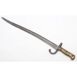 A WWI Chassepot sword bayonet: numbered '34326' to hilt.