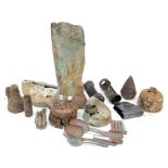 A collection of WWI & WWII battlefield relics: including a water bottle,