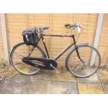 A Raleigh All Steel bicycle: black frame with plated handlebars, lever brakes,