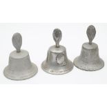 Three 1939-45 RAF Benevolent Fund bells: made from metal from a German aircraft shot down off