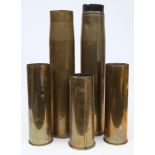 A group of five various 105mm shell casings: (5)