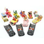 A group of Television related die cast vehicles: comprising three Corgi Batmobiles,