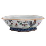 A Chinese famille rose bowl: of footed quadrilobed form,