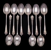 A set of ten Victorian Onslow pattern silver coffee spoons, maker Walker & Hall, Sheffield,