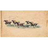 * Felix Topolski [1907-1989]- A horse race; verso a study of a racehorse,