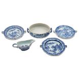 A mixed lot of Chinese blue and white porcelain: comprising three warming dishes,