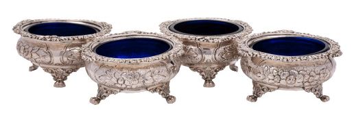 A set of four George III silver salts, maker Thomas Ross, London,