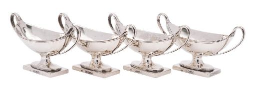 A set of four George III silver salts, maker H.