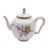 A Paris [rue Thiroux 'The Queen's Factory'] globular teapot and cover: with ear-shaped handle and