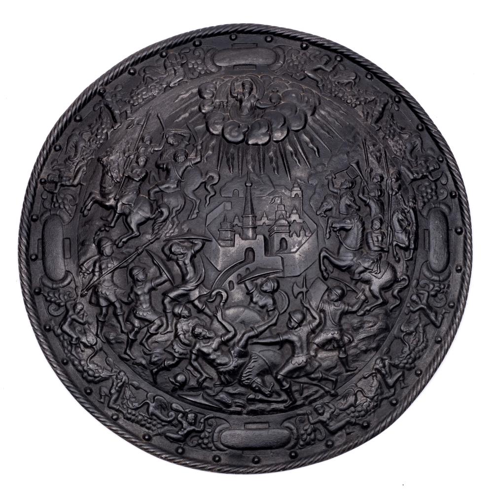 A late 19th century cast iron wall shield,