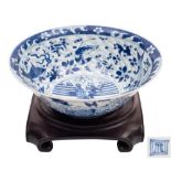 A Chinese blue and white 'marine creatures' bowl: of flared form,