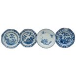 A set of three Chinese blue and white deep plates and five pairs of similar plates: variously