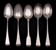 A pair of Victorian silver Old English pattern tablespoons, maker Robert Stebbings, London, 1898:,