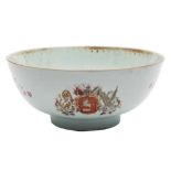 A Chinese famille rose armorial bowl with the arms of the Anti-Gallican Society: painted with
