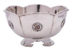 A George V Scottish silver and enamel rose bowl, maker George Edward & Sons, Glasgow,