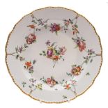 A Bristol [Richard Champion] plate painted by Henry Bone: of shaped circular form in the Meissen