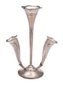 An Edward VII Art Nouveau influence silver three-branch epergne, maker William Neale & Son Ltd,