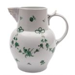 A Bristol [William Cookworthy] mask jug: of bulbous form with tapering neck,