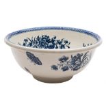 A First Period Worcester blue and white wash basin: with turn- over rim,