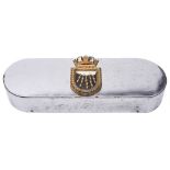 HMS Jupiter (F60) a chrome plated depth charge cover with ship's badge:, 67cm long.