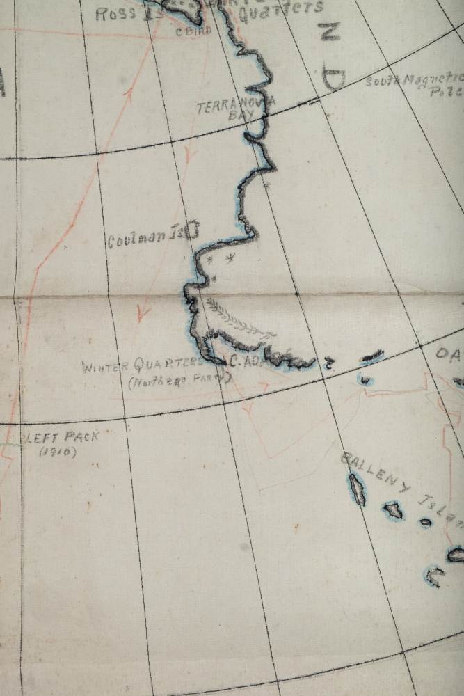 A hand drawn and annotated map of the South Pole (unknown cartographer) showing the Scott & - Image 4 of 5