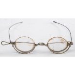 An unusual pair of 19th century steel half rim spectacles with half moon clip on reading lenses: